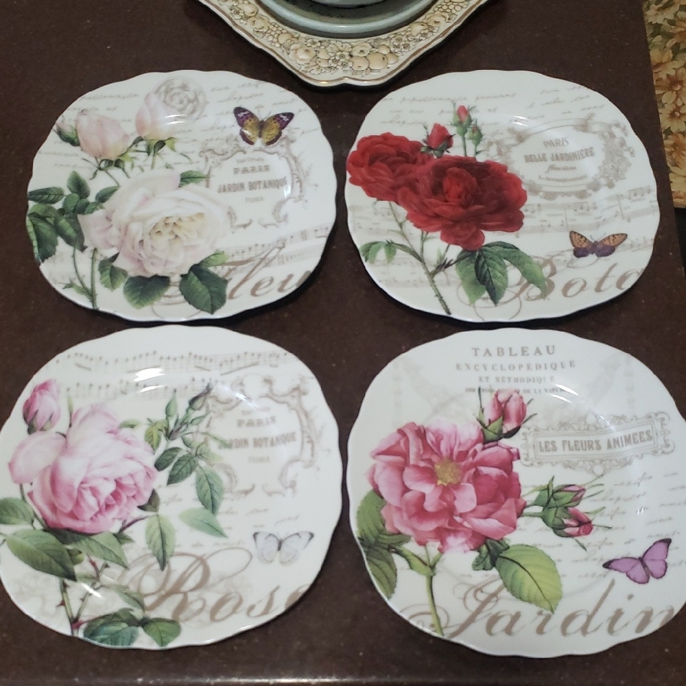 Easy Life – 4 High-Quality Fine China Dessert Plate – Jardin Botanique
